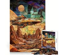 Spaceship Over Desert Planet Jigsaw Puzzles 1000 Piece for Teenagers Mind Skill Toy Cozy Relax Design Assembly Thoughtful Gift 38x52cm