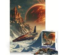 Spaceship Over Frozen Planet 1000 Pieces Jigsaw Puzzles for Adults Thought Toy Calming Play Precise Edge Heartfelt Gift 38x52cm