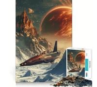 Spaceship Over Frozen Planet 1000 Pieces Jigsaw Puzzles for Adults Thought Toy Calming Play Precise Edge Heartfelt Gift 38x52cm