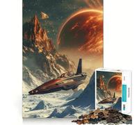 Spaceship Over Frozen Planet Jigsaw Puzzles 1000 Pieces for Teenagers Thought Toy Shared Fun Precise Edge Santa Wish Item 50x75cm