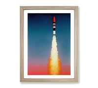 Spaceship Rocket In Flight No.1 Framed Print | A4 Oak Framed Wall Art | Ready to Hang | Modern Nature Picture | Living Room Bedroom Lounge Office