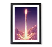 Spaceship Rocket In Flight No.3 Framed Print | A2 Black Framed Wall Art | Ready to Hang | Modern Nature Picture | Living Room Bedroom Lounge Office