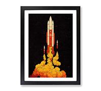Spaceship Rocket Vintage Art No.2 Framed Print | A2 Black Framed Wall Art | Ready to Hang | Classic Nature Picture | Living Room Bedroom Lounge Office