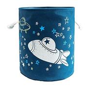 Spaceship Round Canvas ThickenKids' Toys Storage Basket Collapsible Laundry Basket 35 * 40CM