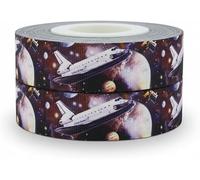Spaceship Shuttle Cake Ribbon 2m X 22mm for Kids Birthday Decorations, Gift Bags and Box Wrapping, Balloon String, Cardmaking and Arts Craft Alternative to Wrapping Paper Roll