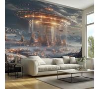 Spaceship Spacecraft Wallpaper & Wall Mural Self Adhesive, 150x105 cm - Futuristic Science Fiction Sci Fi Home Wall Decor for Bedroom, Living Room - SWJE2309