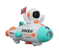Spaceship Toy, 360 Degree Rotation Electric Blast Off Light Up Space Toy with Music Effect for Kids Fun Interaction Up (Blue)