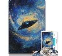 Spaceship Under The Night Sky Jigsaw Puzzles for Teenagers 1000 Piece,Family Game Stress Reliever Difficult Challenge Artists Collection,Fine Art 38x26cm