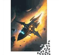 Spaceship Wooden Jigsaw Puzzles 1000 Pieces Jigsaw Creative Rectangular Large Family Puzzle Game Artwork for Adults Teens 1000pcs (75x50cm)