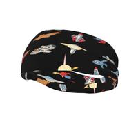 Spaceship Yoga Sports Fitness Headband, Unisex Running Basketball Elastic Headband, Sports Sweat-Absorbing Band,
