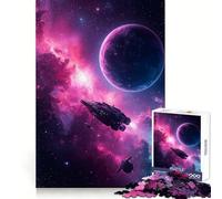 Spaceships in Nebula with Planet Jigsaw Puzzles for Teenagers 1000 Piece Strong Logic Toy Stress Release Clear Edge Classic Gift 38x26cm
