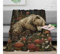 SPACESK Brown Bear Microfiber Printed Flannel Throw Blanket 3D Design Bed Blanket Soft Warm Microfiber Sport Bedding for Bed Couch for Kids Teens Adults 40x50inch(100x130cm)