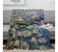 SPACESK Crocodile Fleece Throw Blanket 3D Bed Blanket Lightweight Breathable Soft Warm Microfiber Sport Bedding for Bed Couch for Kids Teens Adults 80x90inch(200x230cm)