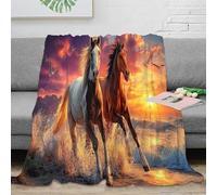 SPACESK Five Horses Microfiber 3D Printing Throw Blanket Super Soft Plush Couch TV Bed Fuzzy Blankets Comfy Warm Heavy Duty Flannel Décor for Kids Teens Adults 80x90inch(200x230cm)