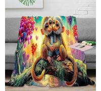 SPACESK Monkey 3D Printed Pattern Flannel Blankets Cover Microfiber Lightweight Cozy Plush Blanket Throw For Kids And Adults for Bedroom Living Rooms Sofa Couch 60x80inch(150x200cm)