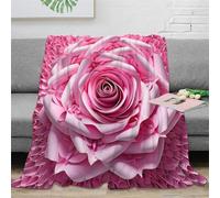 SPACESK Pink Rose Flannel Fleece Bed Blanket Pattern Throw Blanket Microfiber Lightweight Cozy Plush Blanket for Bedroom Living Rooms Sofa Couch for Kids Teens Adults 50x60inch(127x152cm)