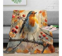 SPACESK Robin Bird Microfiber 3D Printing Throw Blanket Super Soft Plush Couch Blanket TV Bed Fuzzy Blanket Comfy Warm Heavy Duty Flannel Décor for Kids Teens Adults 40x50inch(100x130cm)