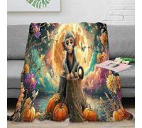 SPACESK Triplet Monkeys Flannel Fleece Bed Blanket Pattern Throw Blanket Microfiber Lightweight Cozy Plush Blankets for Bedroom Living Rooms Sofa Couch for Kids Teens Adults 50x60inch(127x152cm)