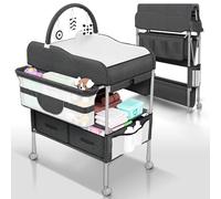 SpaceSlate Baby Changing Table Black with Storage - Collapsible Baby Diaper Changing Station with Toy Holder, Baskets - Diaper Changing Table for Small Spaces, Portable Changing Table for Baby