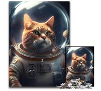 Spacesuit Astronaut Cat 1000 Piece Puzzle Paper Jigsaw Puzzles Brain Challenge Game for TeenagersFamily Interaction 1000 PCS(38x26cm)