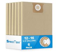 SpaceTent 6 Pack High Efficiency Replacement Filter Bags compatible with DeWalt 12 to 16 Gallon Wet/Dry Vacs - Part # DXVA19-4102