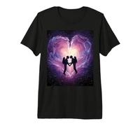 Spacetime Embrace Interstellar Couple Celestial Connection Premium T-Shirt