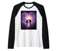 Spacetime Embrace Interstellar Couple Celestial Connection Raglan Baseball Tee
