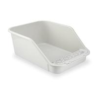 SpaceTime Large Cat Litter Box with High Sides,Cat Boxes for Indoor Cats,Cat Litter Pan for Kitty,Litter Box with Low Entry,Easy to Clean,Anti-Splashing(Grey)