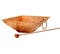 Spacetouch Copper Hawan Kund Traditional Indian Agnihotri Yagna Havan Kund Pooja Accessory 8 x 8" Size with Havan Spoon 10" Long Achmani Spoon