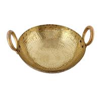 Spacetouch Indian Traditional Brass Hammered Karahi Cooking Kadai Cooking Wok Capacity 2 Litre Kadhai with Handles