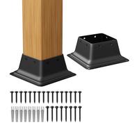 SPACEUP Post Base 3.35''×5.12''x2.6'' Black Square Brackets Internal Size 3.5 x 3.5 Inch 2 Pcs Heavy Duty Steel Post Base Cover Wood Post Anchor Deck Base Plate