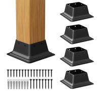 SPACEUP Post Base 3.35''×5.12''x2.6'' Black Square Brackets Internal Size 3.5 x 3.5 Inch 5 Pcs Heavy Duty Steel Post Base Cover Wood Post Anchor Deck Base Plate
