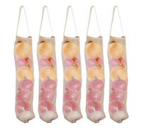 SpaceWings 5-PCS Breathable Hanging Mesh Bags, Onion Garlic Potatoes Net Mesh Bag, Long Reusable Net vegetable Bags for Home/Rv/Camping