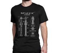 SpaceX Starship Blueprint T Shirt Men 95% Cotton Fun T-Shirts O Neck Tees Short Sleeve Clothing Black 3XL