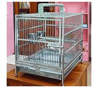 Spacious 304 Stainless Stee Bird Cage, Portable Travel Birdcage for Parrot Thrush, Silver Bird Flight Cage with Rolling Stand Portable