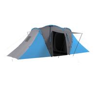 Spacious 4-6 Person Camping Tent With 2 Bedrooms & Living Area - Grey/Blue