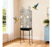 Spacious 64 Inch Metal Bird Cage with Open Top Play Area - Removable Rolling Stand & Storage Shelf - Ideal Flight Cage for Parrots, Conures, Cockatiels, Lovebirds, Parakeets