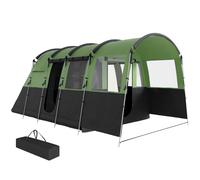 Outsunny 8-Person Camping Tent, Waterproof Family Tent, Tunnel Design, 4 Large Windows, Sleeping Cabins, 3000mm Water Column, Top Hook, Portable with Carry Bag, Green