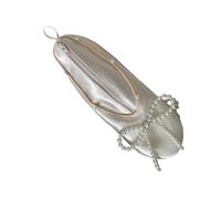 Spacious Ballet Shoe Designs Cosmetic Organizers Star Detail Handcrafted Ribbon Satins Makeup Bag for Gifts