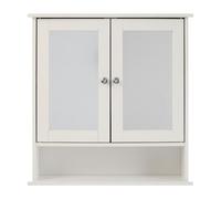 Premier Bathroom Mirror Cabinet, Mirrored Doors, With Shelf - White