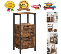 Spacious Bathroom Storage Cabinet in Rustic Brown with Stylish Black Accents