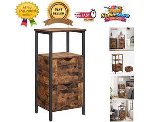Spacious Bathroom Storage Cabinet in Rustic Brown with Stylish Black Accents