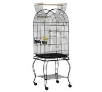 Spacious Bird Cage, Aviary Parrot Macaw Cockatiel Feeding Stand w/ Perch - High