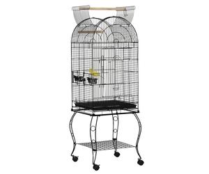 Spacious Bird Cage, Aviary Parrot Macaw Cockatiel Feeding Stand w/ Perch - High