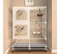 Spacious Bird Cage with Wheels and Tray for Parakeets, Parrots, and Various Birds