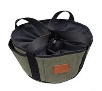 Spacious Camping Cookware Storage Bag Made Of Sturdy Canvas With Drawstring Net Top And Utility Pockets Black Color