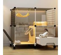 Spacious Cat Cage Enclosure with Litter Box & Ladders - Metal Wire Playpen for Small Animals, DIY Detachable Design, Ideal for Cats & Kittens, Safe & Comfortable