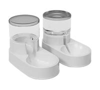 Spacious Cat Food Dispenser Paired with Continuous Flow Water Fountain for Convenience (Gray)