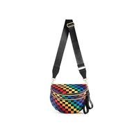 Spacious Checkered Nylon Crossbody Bag Bum Bag Checkered Handbags Wallets for Women, Colorful Black Checkered, L