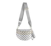 Spacious Checkered Nylon Crossbody Bag Bum Bag Checkered Handbags Wallets for Women, Light Gray Check, 2 inches x 11 inches x 8 inches